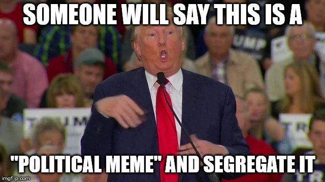 Trump Retard | SOMEONE WILL SAY THIS IS A; "POLITICAL MEME" AND SEGREGATE IT | image tagged in trump retard | made w/ Imgflip meme maker