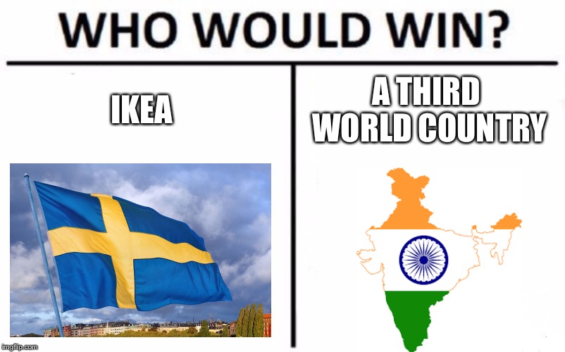 Who Would Win? Meme | IKEA A THIRD WORLD COUNTRY | image tagged in memes,who would win | made w/ Imgflip meme maker