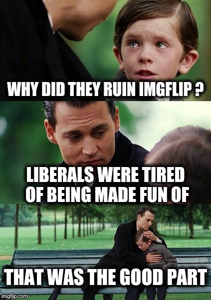 The timing of this is a little suspicious | WHY DID THEY RUIN IMGFLIP ? LIBERALS WERE TIRED OF BEING MADE FUN OF; THAT WAS THE GOOD PART | image tagged in memes,finding neverland,butthurt,winning,tired,losers | made w/ Imgflip meme maker