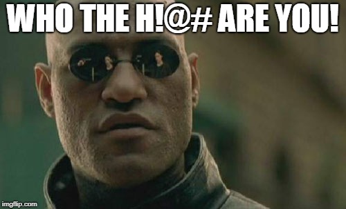 Matrix Morpheus | WHO THE H!@# ARE YOU! | image tagged in memes,matrix morpheus | made w/ Imgflip meme maker