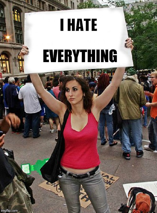 proteste | I HATE EVERYTHING | image tagged in proteste | made w/ Imgflip meme maker