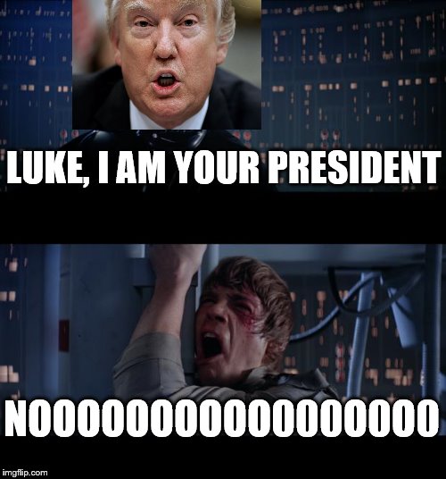 Star Wars No | LUKE, I AM YOUR PRESIDENT; NOOOOOOOOOO000O0O0 | image tagged in memes,star wars no | made w/ Imgflip meme maker