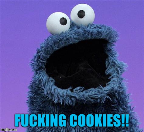 cookie monster | F**KING COOKIES!! | image tagged in cookie monster | made w/ Imgflip meme maker