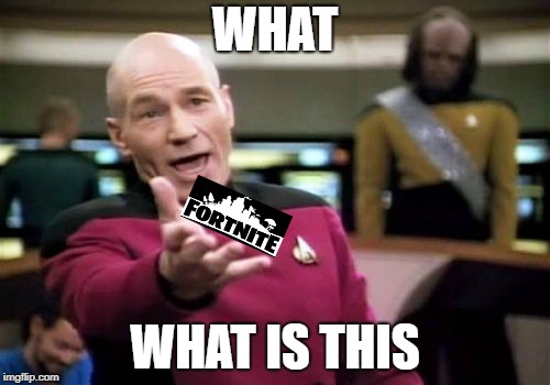 picard wonders what fortnite is | WHAT; WHAT IS THIS | image tagged in memes,picard wtf,fortnite,gaming | made w/ Imgflip meme maker