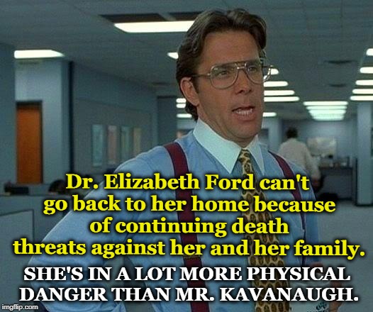 That Would Be Great Meme | Dr. Elizabeth Ford can't go back to her home because of continuing death threats against her and her family. SHE'S IN A LOT MORE PHYSICAL DA | image tagged in memes,that would be great | made w/ Imgflip meme maker