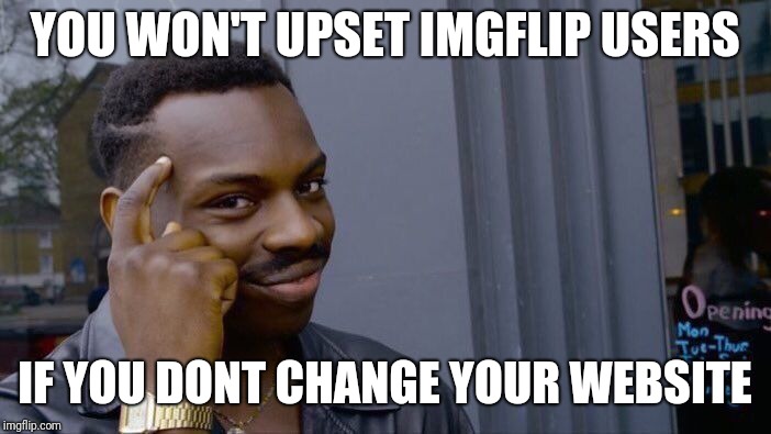 Roll Safe Think About It Meme | YOU WON'T UPSET IMGFLIP USERS; IF YOU DONT CHANGE YOUR WEBSITE | image tagged in memes,roll safe think about it | made w/ Imgflip meme maker
