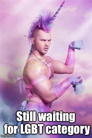 Gay Unicorn | Still waiting for LGBT category | image tagged in gay unicorn | made w/ Imgflip meme maker