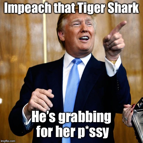 Donal Trump Birthday | Impeach that Tiger Shark He’s grabbing for her p*ssy | image tagged in donal trump birthday | made w/ Imgflip meme maker