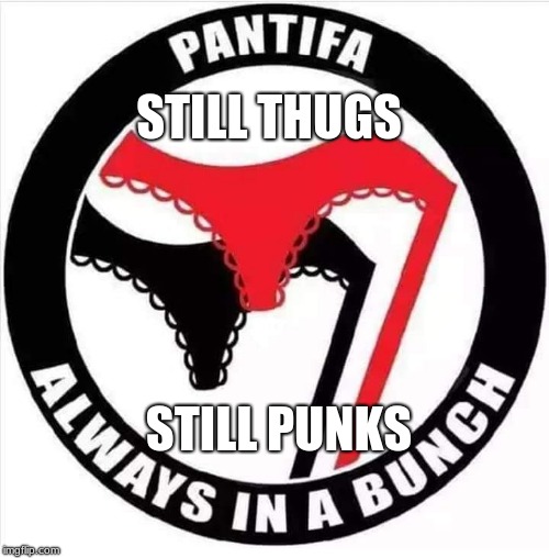 antifa, common street thugs, low life punks. | STILL THUGS; STILL PUNKS | image tagged in pantifa always in a bunch,thugs,punk,antifa,pantifa | made w/ Imgflip meme maker