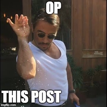 salt bae | OP; THIS POST | image tagged in salt bae | made w/ Imgflip meme maker