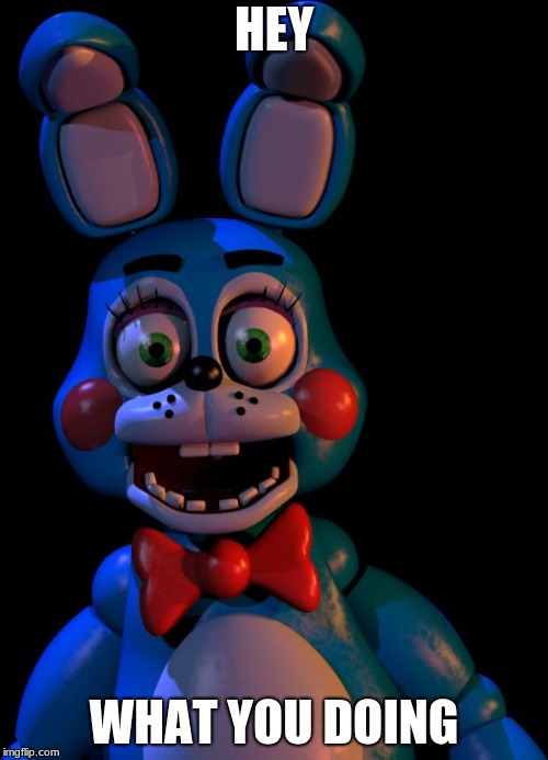 Toy Bonnie FNaF | HEY; WHAT YOU DOING | image tagged in toy bonnie fnaf | made w/ Imgflip meme maker