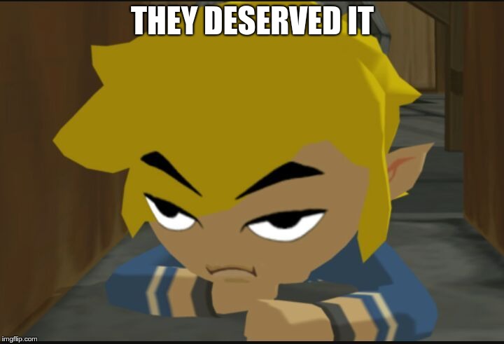 Frustrated Link | THEY DESERVED IT | image tagged in frustrated link | made w/ Imgflip meme maker