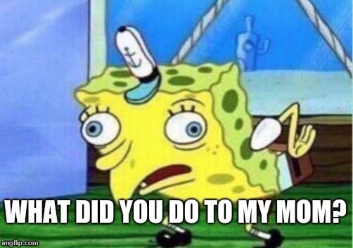 Mocking Spongebob | WHAT DID YOU DO TO MY MOM? | image tagged in memes,mocking spongebob | made w/ Imgflip meme maker