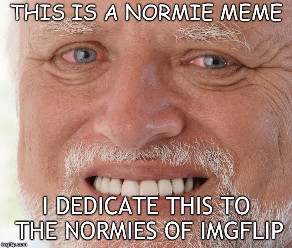 Hide the Pain Harold | THIS IS A NORMIE MEME; I DEDICATE THIS TO THE NORMIES OF IMGFLIP | image tagged in hide the pain harold | made w/ Imgflip meme maker
