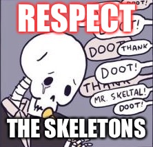 Respect | RESPECT; THE SKELETONS | image tagged in memes | made w/ Imgflip meme maker