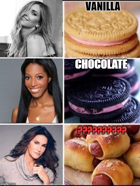 women and corresponding food | VANILLA; CHOCOLATE; ?????????? | image tagged in oreo's,pigs in a blanket | made w/ Imgflip meme maker