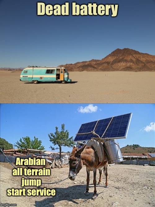 Triple A is everywhere! | . | image tagged in memes,dead battery,donkey,jump start,solar power,funny memes | made w/ Imgflip meme maker