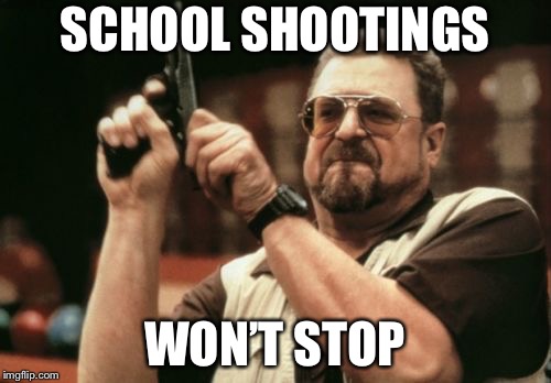 Am I The Only One Around Here | SCHOOL SHOOTINGS; WON’T STOP | image tagged in memes,am i the only one around here | made w/ Imgflip meme maker