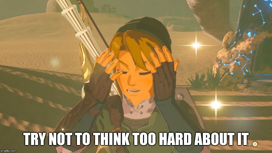 Link WTF | TRY NOT TO THINK TOO HARD ABOUT IT | image tagged in link wtf | made w/ Imgflip meme maker