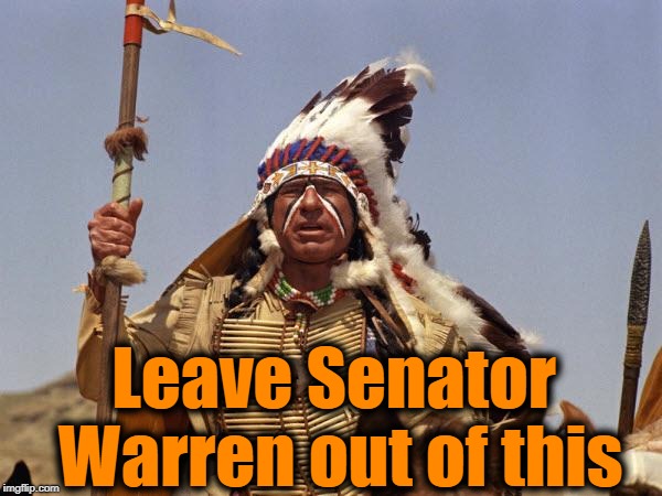 Indian Chief | Leave Senator Warren out of this | image tagged in indian chief | made w/ Imgflip meme maker