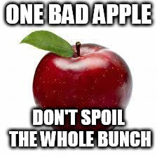 A message to Islamophobes, Gun-Control activists, Alt-Rightists, Racists, Homophobes, Moral Guardians, and Pro-Lifers: | ONE BAD APPLE; DON'T SPOIL THE WHOLE BUNCH | image tagged in apple bad pickup lines,one bad apple,islamophobia,gun control,alt-right,racism | made w/ Imgflip meme maker