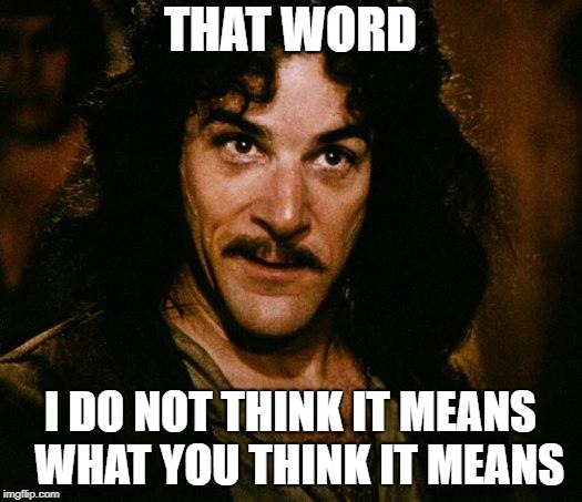 I do not think it means what you think it means | THAT WORD; I DO NOT THINK IT MEANS  WHAT YOU THINK IT MEANS | image tagged in memes,inigo montoya,princess bride,that word | made w/ Imgflip meme maker
