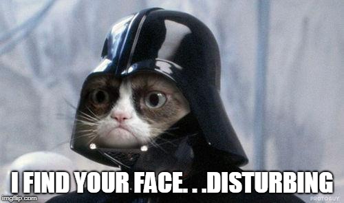 I find your face disturbing | I FIND YOUR FACE. . .DISTURBING | image tagged in memes,grumpy cat star wars,grumpy cat | made w/ Imgflip meme maker