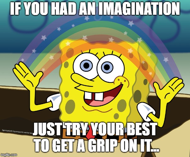 Um... | IF YOU HAD AN IMAGINATION; JUST TRY YOUR BEST TO GET A GRIP ON IT... | image tagged in funny | made w/ Imgflip meme maker