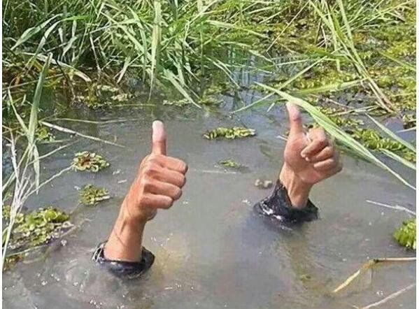 Drowning thumbs up Blank Meme Template