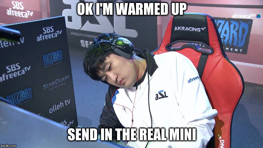 Flash sleeping | OK I'M WARMED UP; SEND IN THE REAL MINI | image tagged in flash sleeping | made w/ Imgflip meme maker