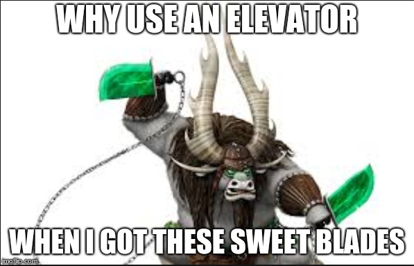 green knives, green grass, green minions. | WHY USE AN ELEVATOR; WHEN I GOT THESE SWEET BLADES | image tagged in kung fu panda | made w/ Imgflip meme maker