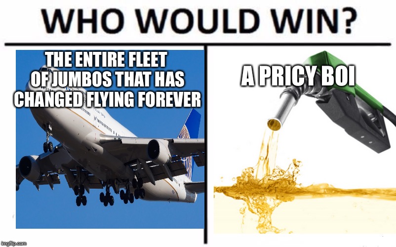 Who Would Win? | THE ENTIRE FLEET OF JUMBOS THAT HAS CHANGED FLYING FOREVER; A PRICY BOI | image tagged in memes,who would win,aviation | made w/ Imgflip meme maker