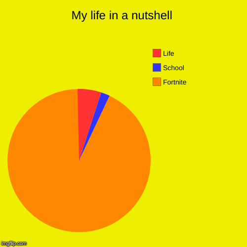 My life in a nutshell | Fortnite, School, Life | image tagged in funny,pie charts | made w/ Imgflip chart maker