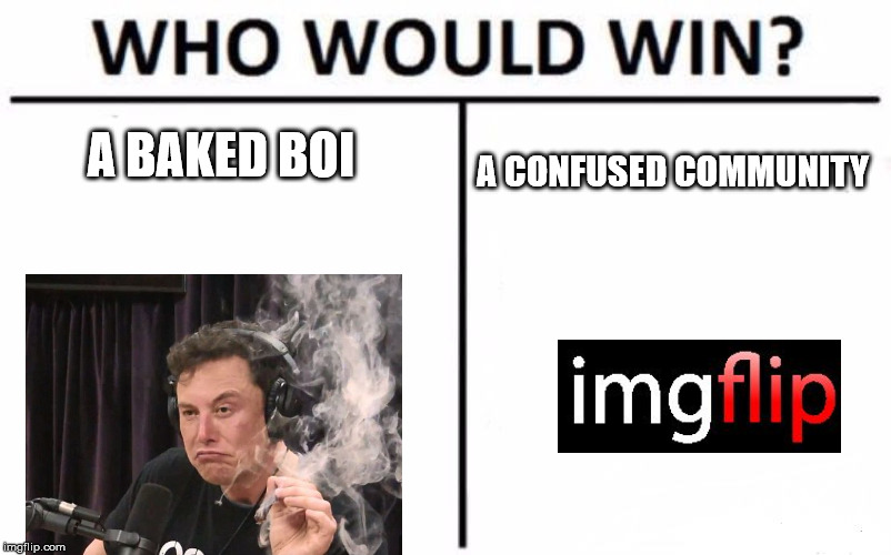 Who Would Win? Meme | A BAKED BOI; A CONFUSED COMMUNITY | image tagged in memes,who would win | made w/ Imgflip meme maker