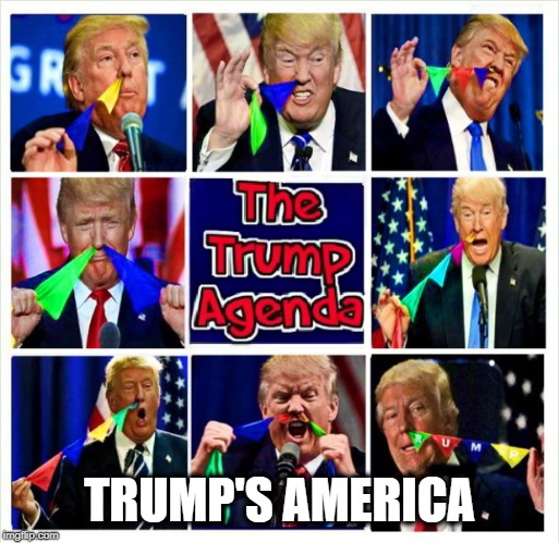 GENIUS AT WORK | TRUMP'S AMERICA | image tagged in donald trump,policy,clown,usa,political meme | made w/ Imgflip meme maker