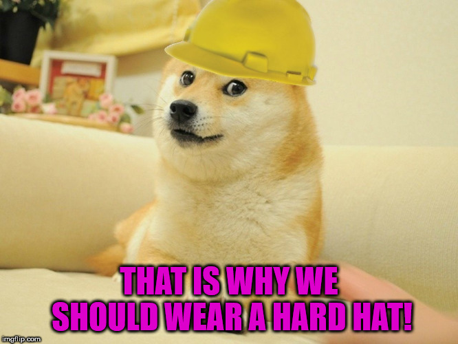 Doge Hard hat | THAT IS WHY WE SHOULD WEAR A HARD HAT! | image tagged in doge hard hat | made w/ Imgflip meme maker