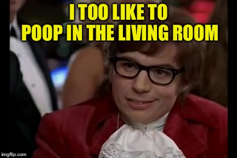 I Too Like To Live Dangerously Meme | I TOO LIKE TO POOP IN THE LIVING ROOM | image tagged in memes,i too like to live dangerously | made w/ Imgflip meme maker
