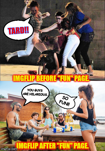 Fun Page!! | TARD!! IMGFLIP BEFORE "FUN" PAGE. YOU GUYS ARE HILARIOUS. SO FUN!! IMGFLIP AFTER "FUN" PAGE. | image tagged in memes,funny memes,imgflip,success kid,hot,dank memes | made w/ Imgflip meme maker