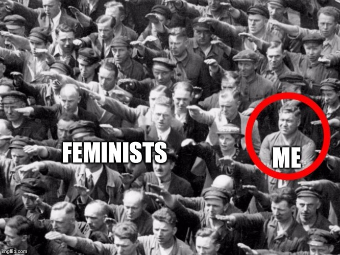 No feminism for me | ME; FEMINISTS | image tagged in no nazi salute,feminists,nope,memes | made w/ Imgflip meme maker