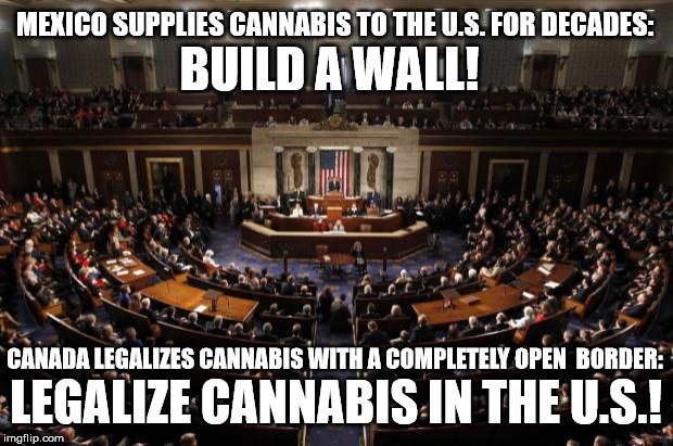 And you KNOW they smoke it... | BUILD A WALL! MEXICO SUPPLIES CANNABIS TO THE U.S. FOR DECADES:; CANADA LEGALIZES CANNABIS WITH A COMPLETELY OPEN  BORDER:; LEGALIZE CANNABIS IN THE U.S.! | image tagged in congress,politics,cannabis,marijuana | made w/ Imgflip meme maker
