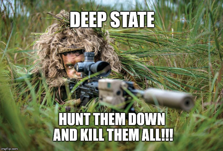 deep state | DEEP STATE; HUNT THEM DOWN AND KILL THEM ALL!!! | image tagged in deep state,hunt them down | made w/ Imgflip meme maker