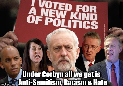 Corbyn - a new kind of politics | #WEARECORBYN; Under Corbyn all we get is  Anti-Semitism, Racism & Hate | image tagged in wearecorbyn,labourisdead,weaintcorbyn,corbyn eww,communist socialist,cultofcorbyn | made w/ Imgflip meme maker