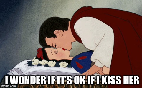 Apparently some famous actresses don’t think so... | I WONDER IF IT’S OK IF I KISS HER | image tagged in snow white,kiss,are you kidding me,silly,meme,actors | made w/ Imgflip meme maker