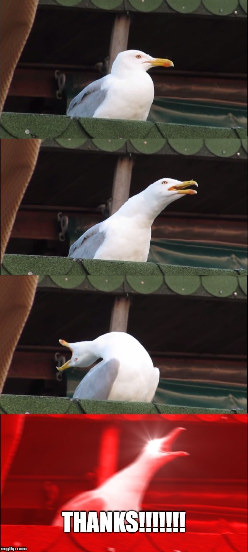 Inhaling Seagull Meme | THANKS!!!!!!! | image tagged in memes,inhaling seagull | made w/ Imgflip meme maker