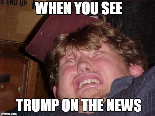 WTF Meme | WHEN YOU SEE; TRUMP ON THE NEWS | image tagged in memes,wtf | made w/ Imgflip meme maker