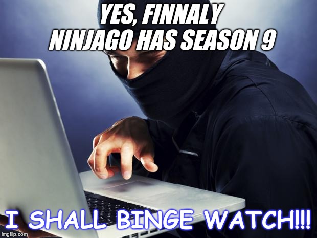 Ninja | YES, FINNALY NINJAGO HAS SEASON 9; I SHALL BINGE WATCH!!! | image tagged in ninja | made w/ Imgflip meme maker
