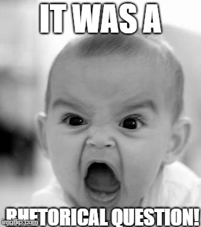 Angry Baby Meme | IT WAS A RHETORICAL QUESTION! | image tagged in memes,angry baby | made w/ Imgflip meme maker