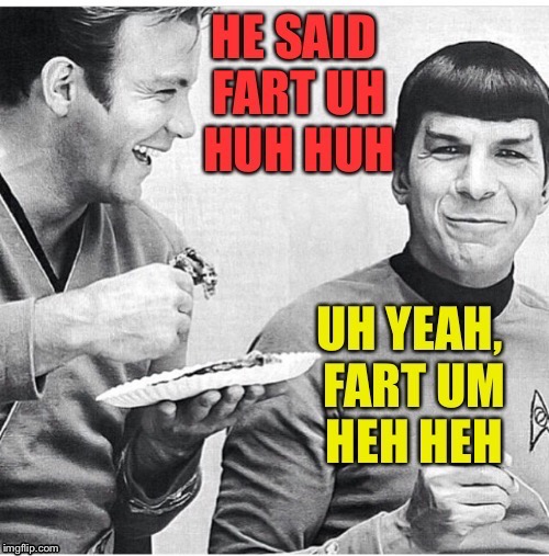 Sparvis and Buttkirk | image tagged in beavis and butthead,star trek space farts,spock and kirk,mtv,phantasmemegoric,tv humor | made w/ Imgflip meme maker