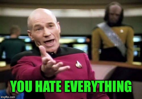 Picard Wtf Meme | YOU HATE EVERYTHING | image tagged in memes,picard wtf | made w/ Imgflip meme maker