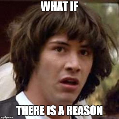 Conspiracy Keanu Meme | WHAT IF THERE IS A REASON | image tagged in memes,conspiracy keanu | made w/ Imgflip meme maker